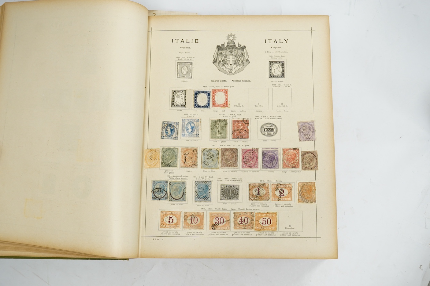 A collection of stamp albums, unmounted stamps and empty stock sheets, including a Victorian stamp album edited by Richard Senf, containing a selection of mid 19th century stamps, including an incomplete run of plated pe